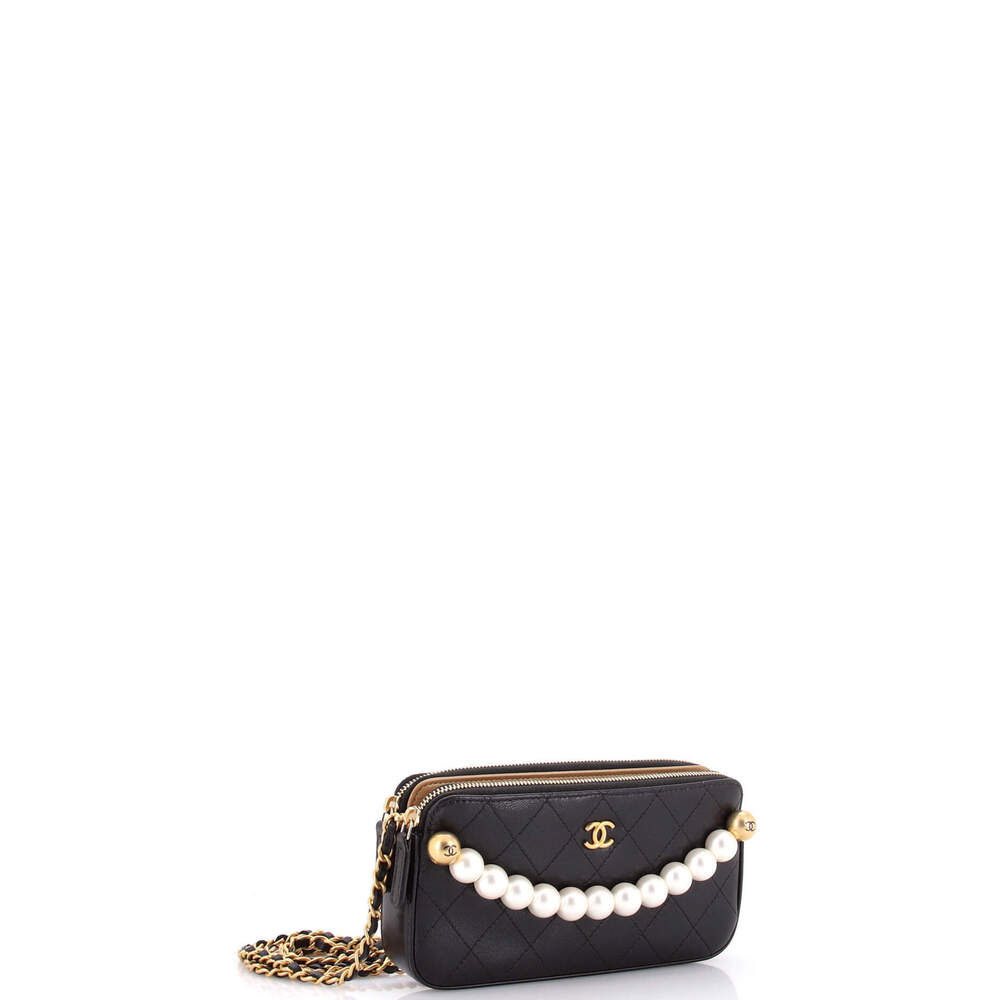 Chanel Chic Pearls Double Zip Clutch with Chain Quilted Lambskin - Picture 2 of 5